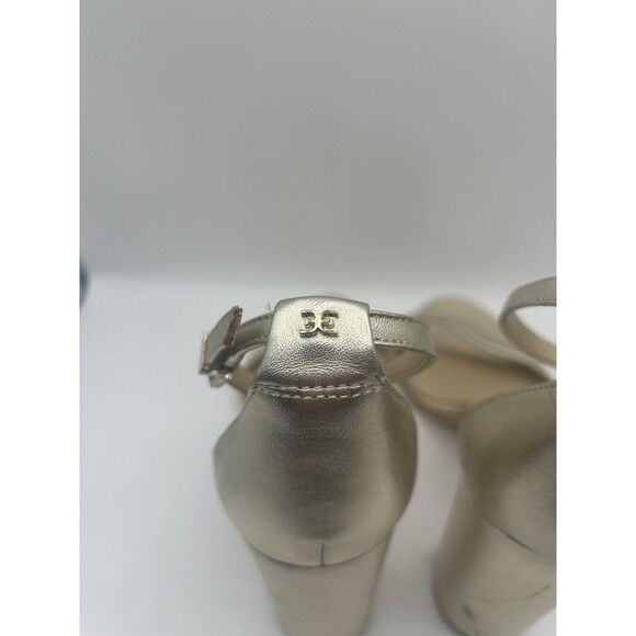 Sam Edelman Yaro Women's Heels Sandals Gold Leather Size 10 Ankle Strap - Picture 6 of 10